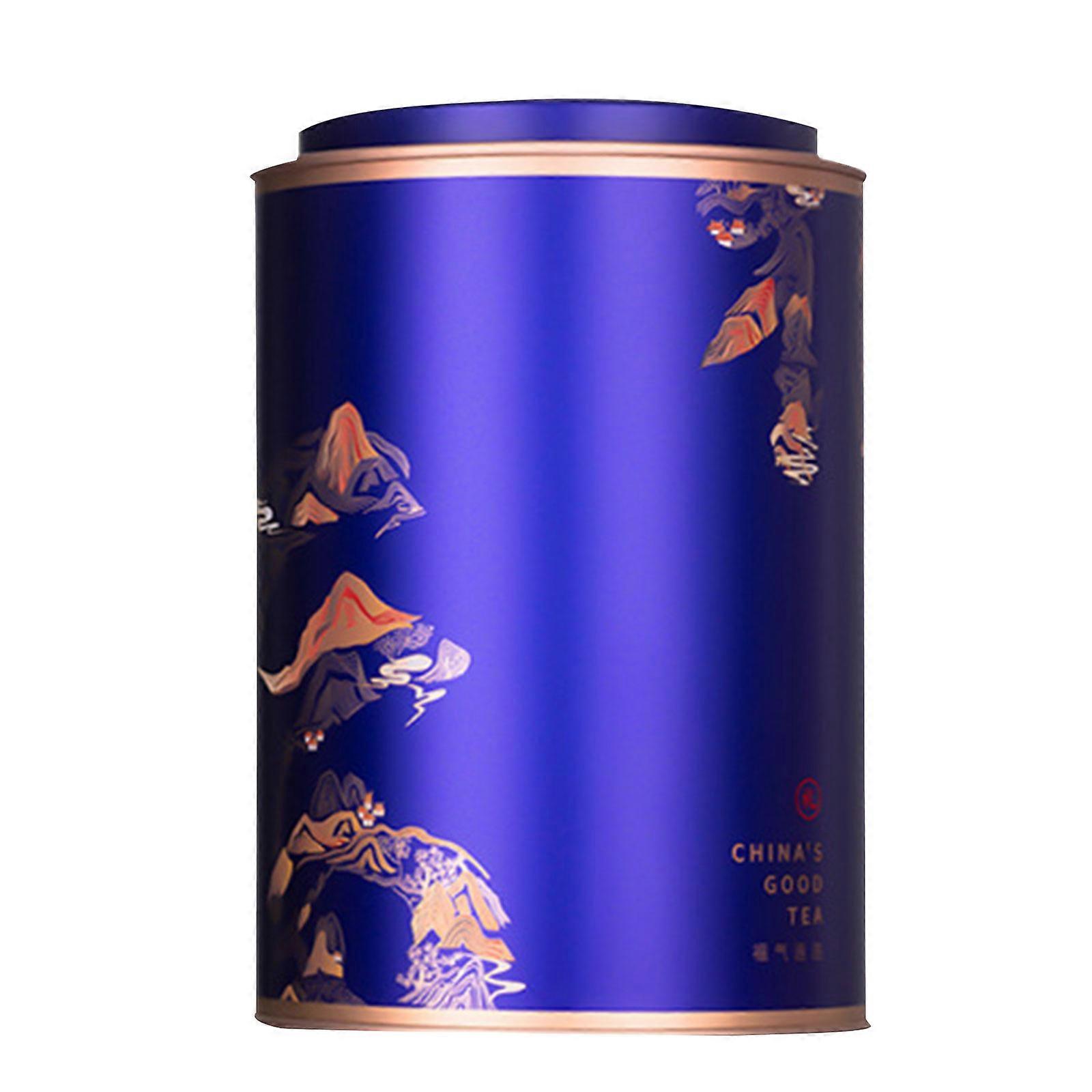 Chinese Style Metal Tea Storage Box Airtight Container Tinplate for Tank for Case for White Tea Longjing Black Tea Tin C Blue