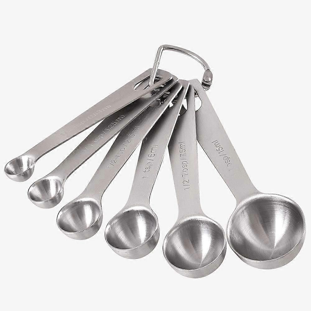 6-Piece Stainless Steel Measuring Spoons 1/8 Tsp To 1 Tbsp Set, Includes 1/8, 1/4, 1/2, 1, 1/2 Tbsp, 1 Tbsp