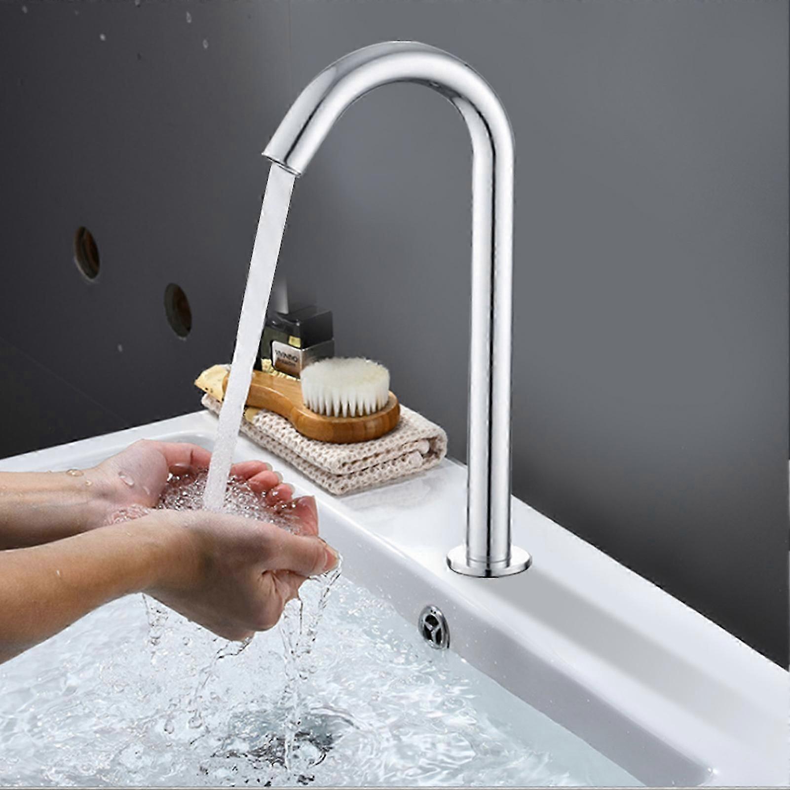 G1/2in Thread Automatic Induction Sensor Water Faucet Infrared Single Cold Tap With Control Box(type De Hauteur Moyenne Pour Bassin Sous Le Comptoir O