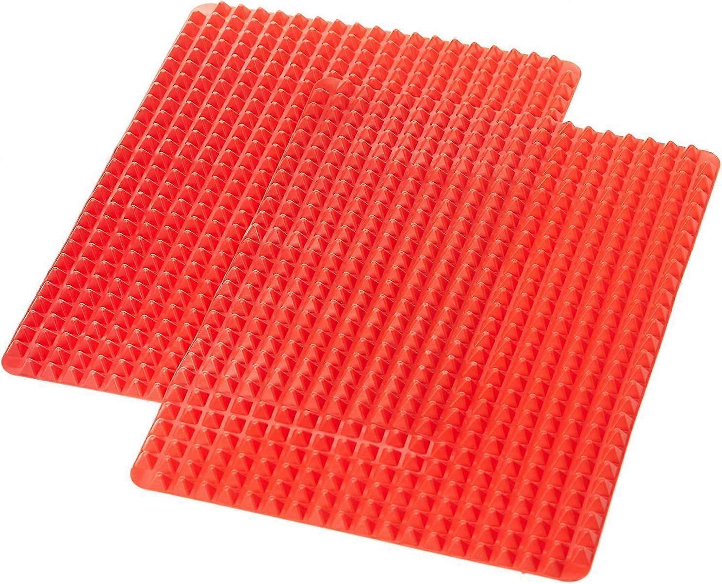Set of 2 non-stick silicone mats with pyramid studs for cooking without fat