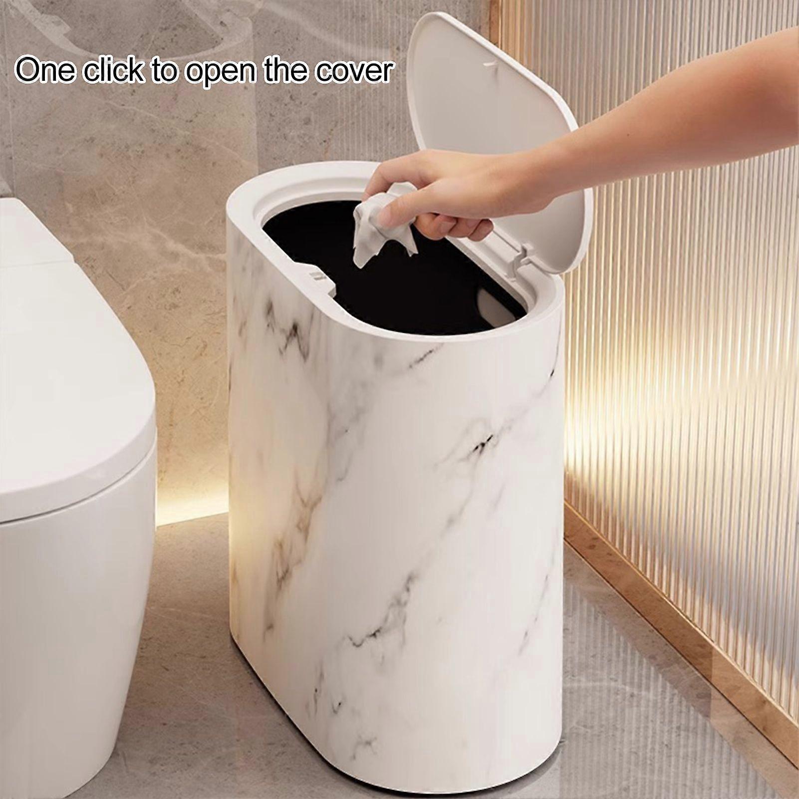 Qinghai Modern Waste Basket Large Capacity Marble Pattern Trash Can ...