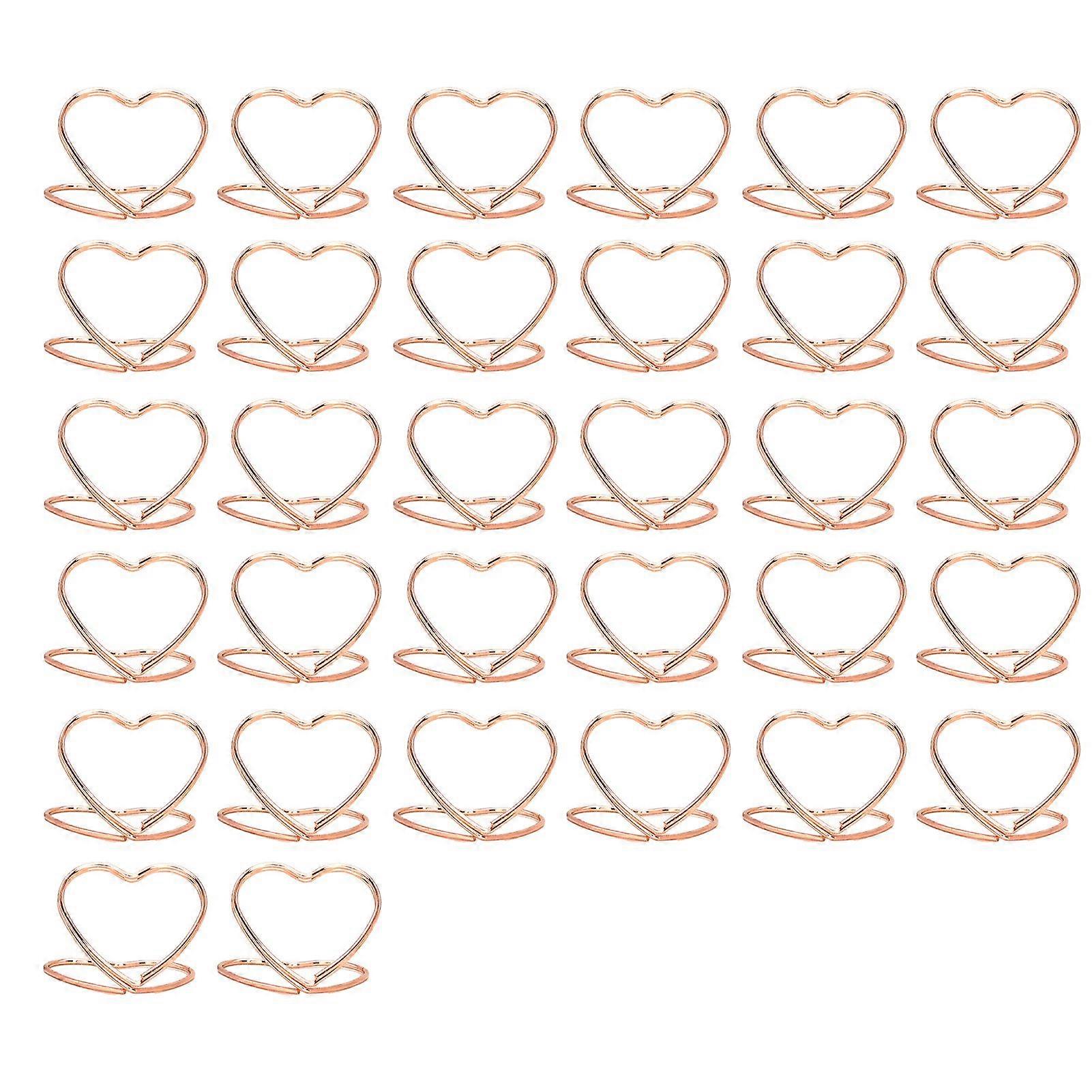 32Pcs/Set Heart Shape Card Holder Metal Desktop Multi-functional Mini Photo Picture Menu Memo Table Number Display Clip Organizer Stand Home Supplies