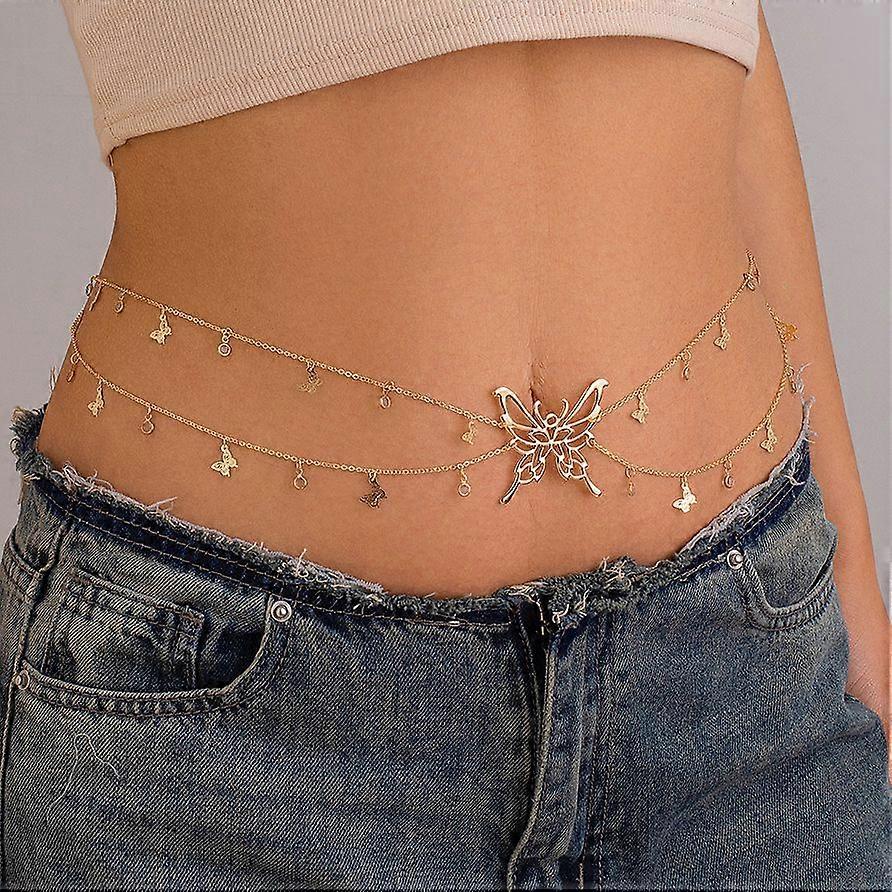 Sexy Bohemian Waist Belt With Hollow Butterfly And Bow For Women Body Jewelry With Crystal Braided Pendant For Summer Swimwear