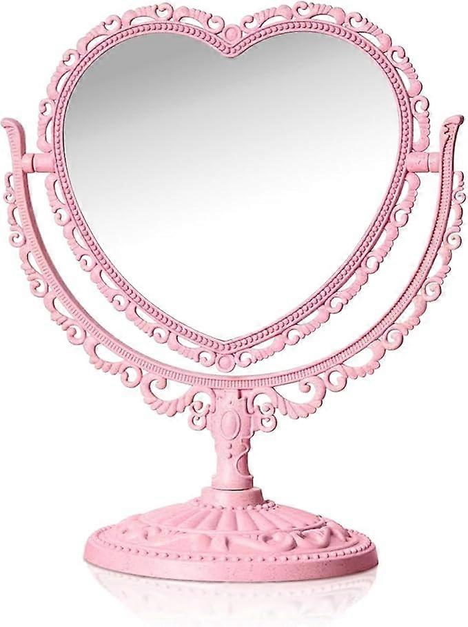 Flip Dual-Sided Desktop Vanity Mirror, 360 Degree Swivel, Adjustable Angle, Compact Makeup Mirror