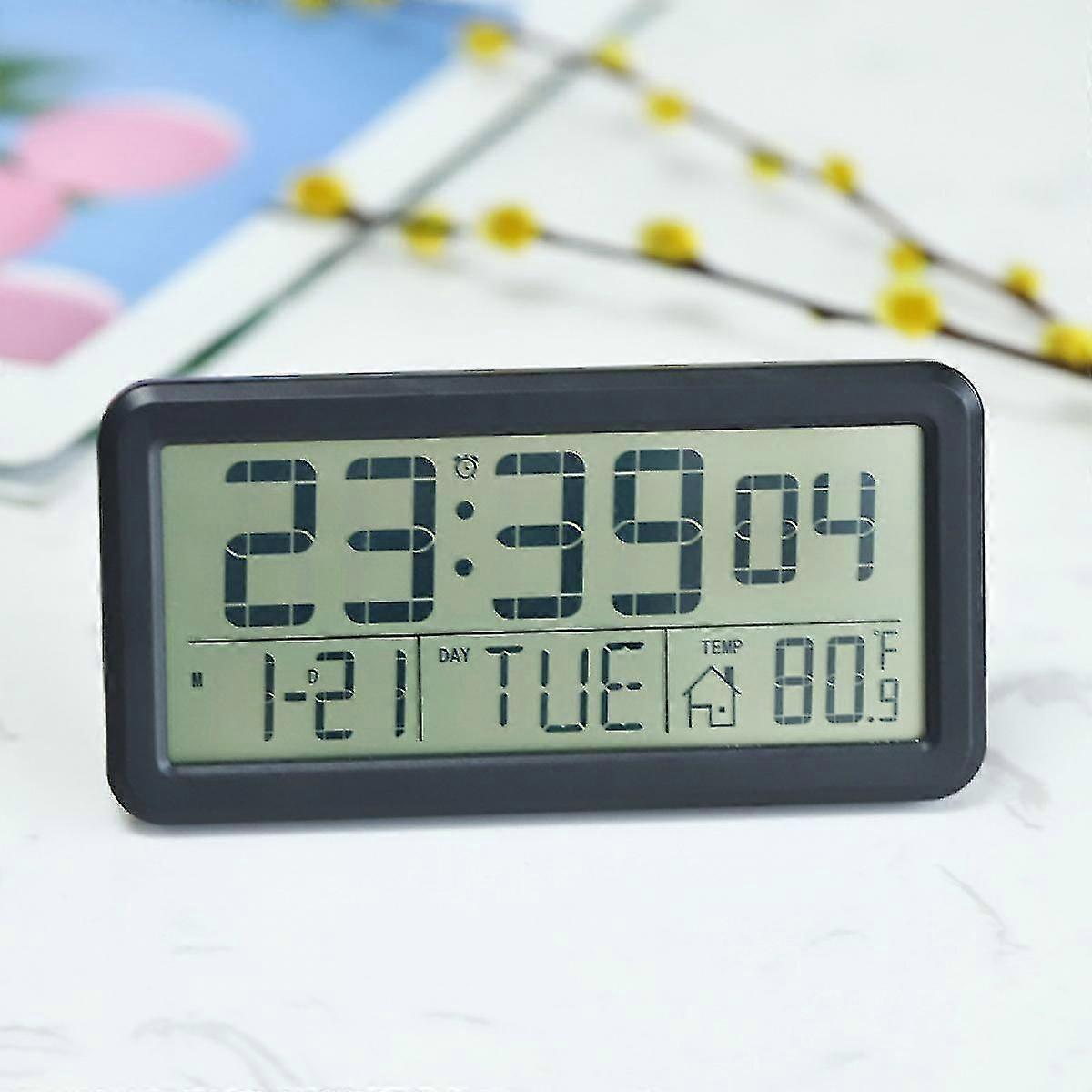 Digital Desktop Alarm Clock, LCD Screen with Time / Calendar / Temperature Display
