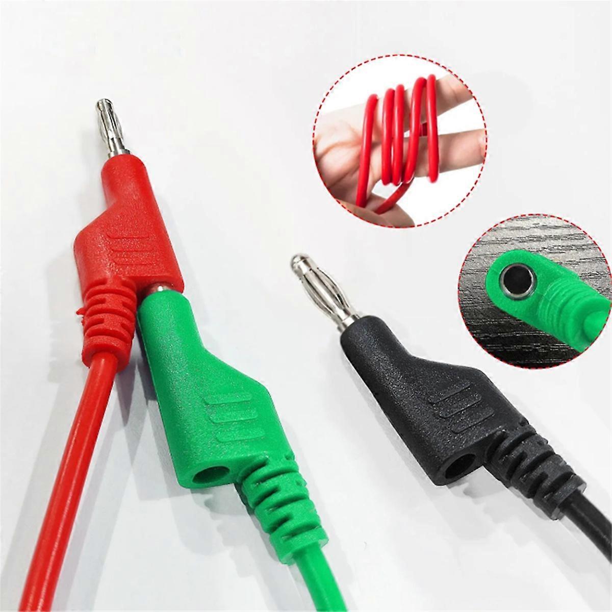 5 Stks P1036 1 Meter / 3.3ft Banaan Testsnoer Hoogspanning Dubbelkoppige 4mm / 0.2in Banaanstekker Kabel Meetsnoeren voor Multimeter