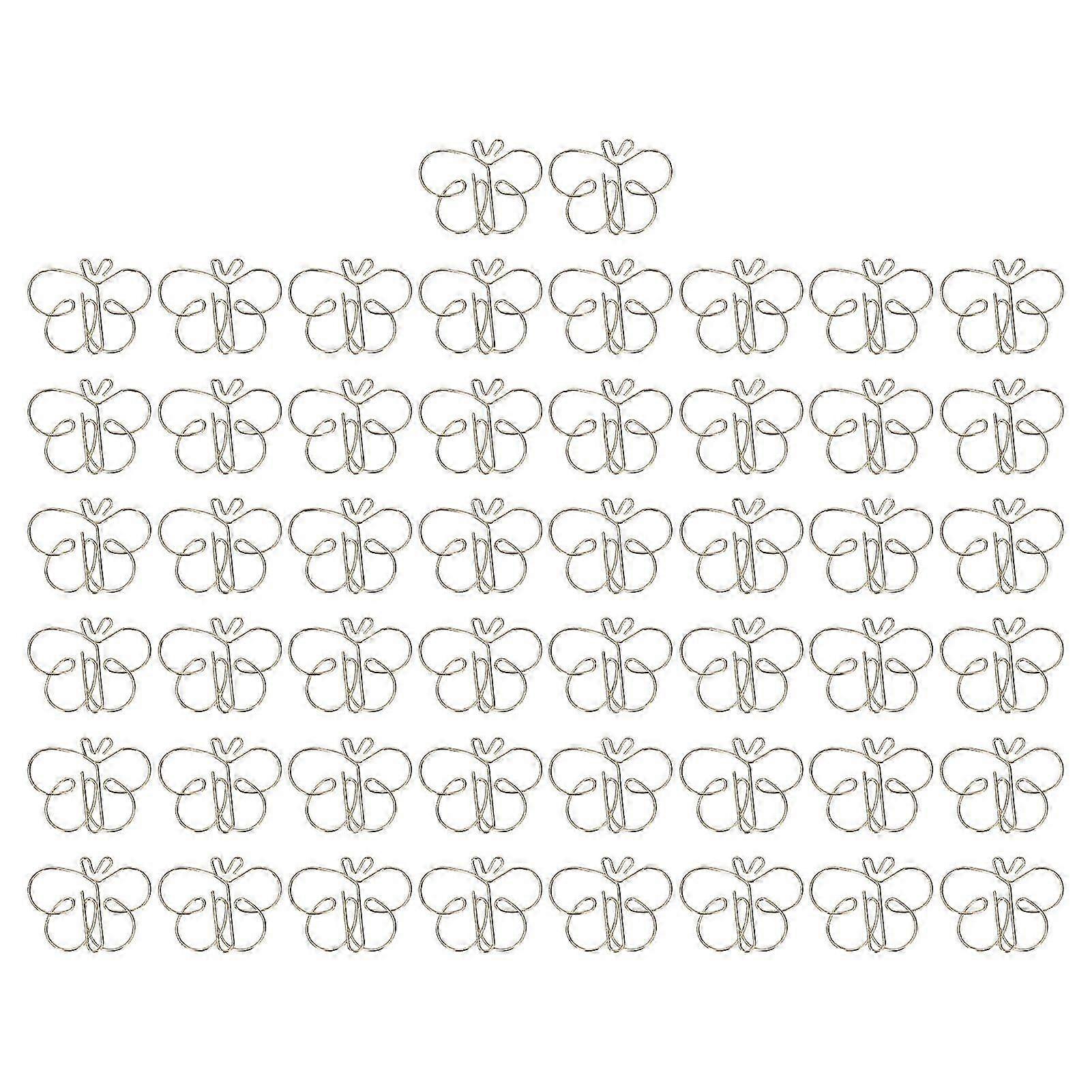 50pcs Golden Butterflies Paper Clips Electroplating Process Anti Rust Animal Shapes Paper Clips Antislip Small Paper Clips