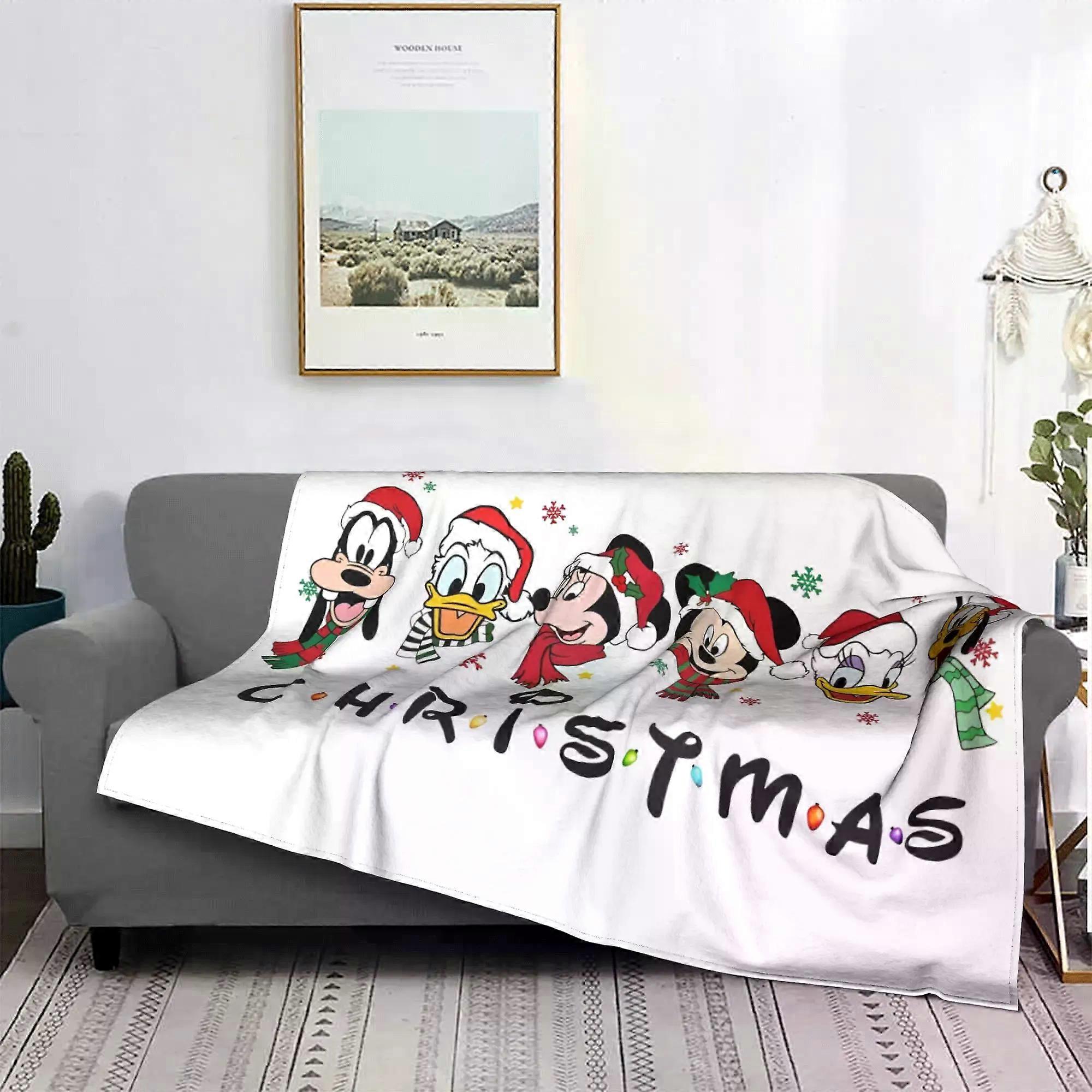 Christmas Mickey Mouse Coral Fleece Plush Throw Blankets Minnie Donald Duck Blanket Throws Super Warm Plush Quilt Multi-function
