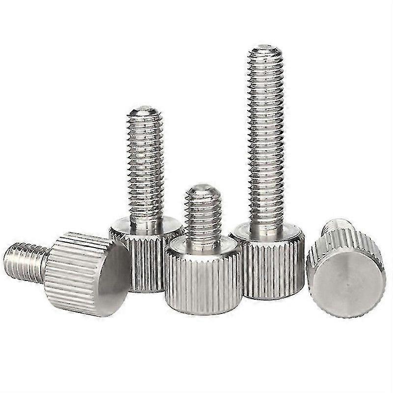 Vis à pouce en acier inoxydable moletée M3 M4 M5 M6 Vis à vis plate 20pcs
