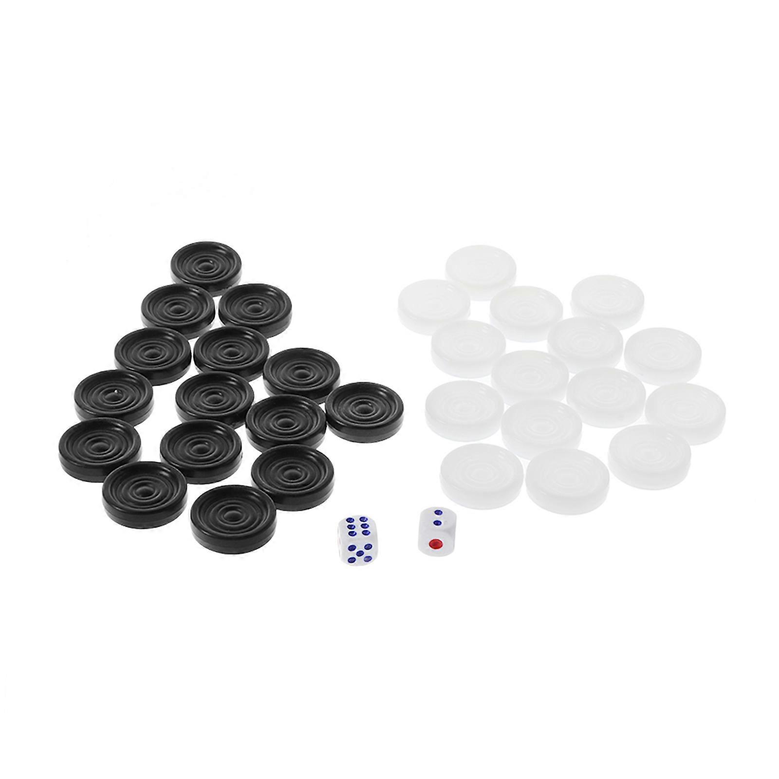 32Pcs / pack Backgammon Pieces, 33mm Plastique Noir Blanc Backgammon Dames Pièces Dames Set Staunton Style Chesses 28mm