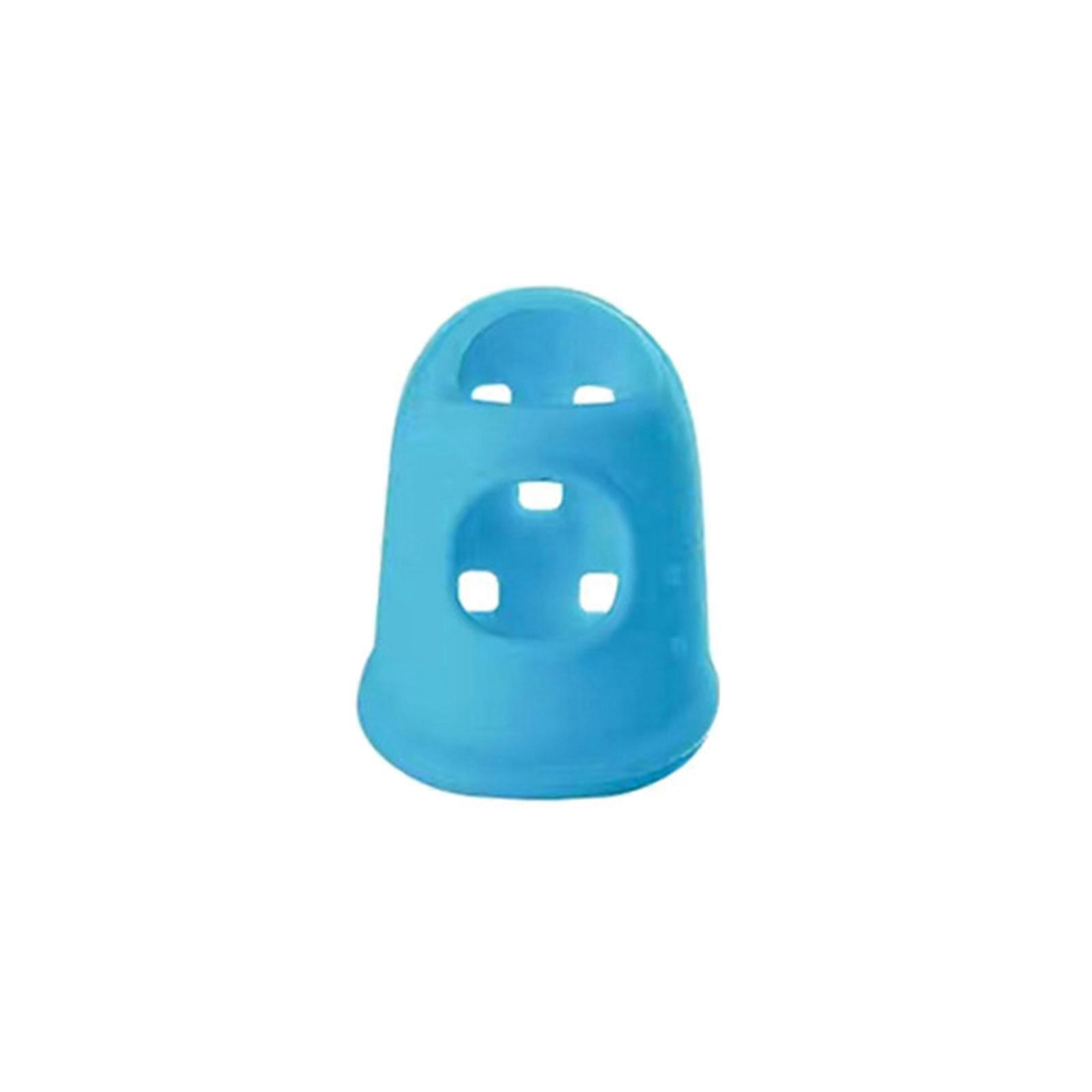 Silicone Guitar Finger Guard Fingertip Protector Fingertip for Protection Cover Cap for Stringed Instruments, Embroidery  Light blue