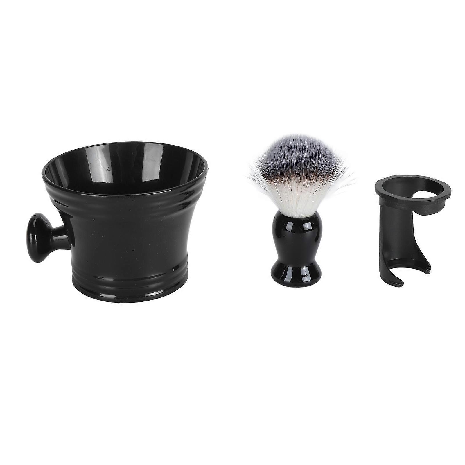 Brosse à barbe moussante avec bol support 3 en 1 en nylon souple pour éliminer les résidus de poils et sécher rapidement