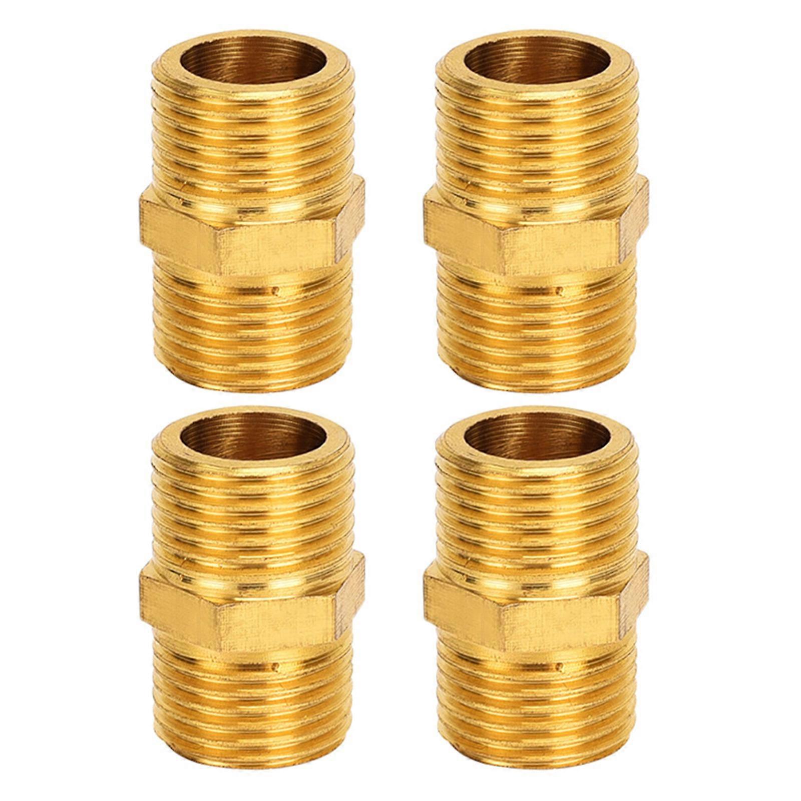 Set of 4 Hexagonal Pipe Joints Male Thread Double Nipples Pipe Coupling set Quick Fixing for Plumbing Applications