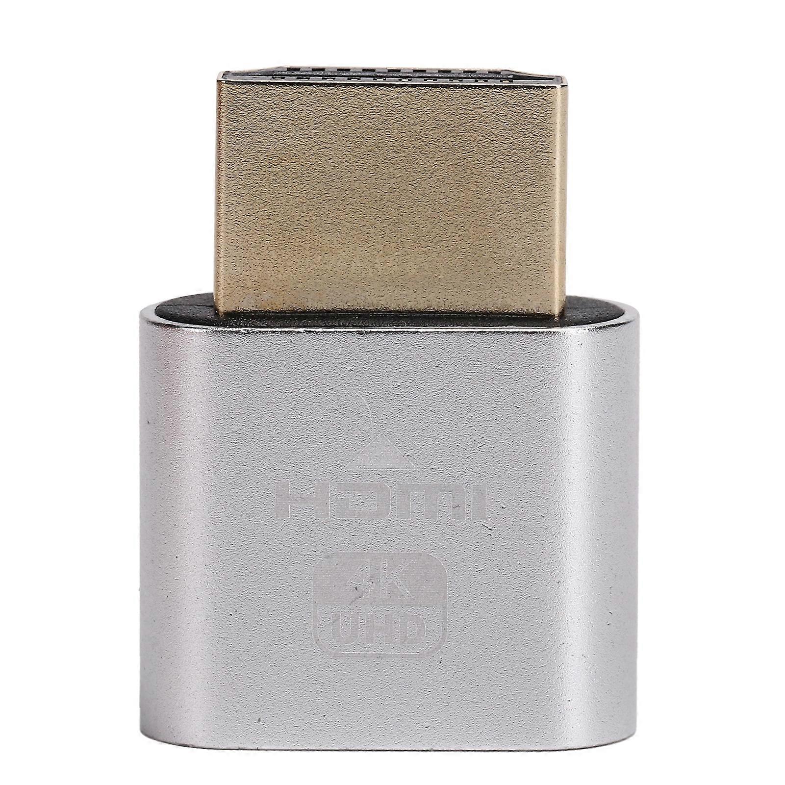 High Definition Multimedia Interface Dummy Plug HotSwappable 4K Display Emulator(Silver )