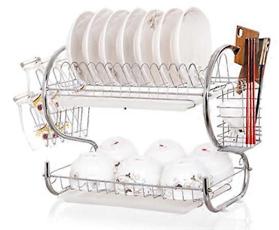 Large Dish Drying Rack Stainless Steel Kitchen Sink Organizer with Utensil Holder for Space-Saving Drying Solutions