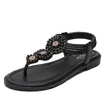 Damen Sommer Bohemian Roman Sandalen Seaside Flat Strandschuhe, Größe: 36