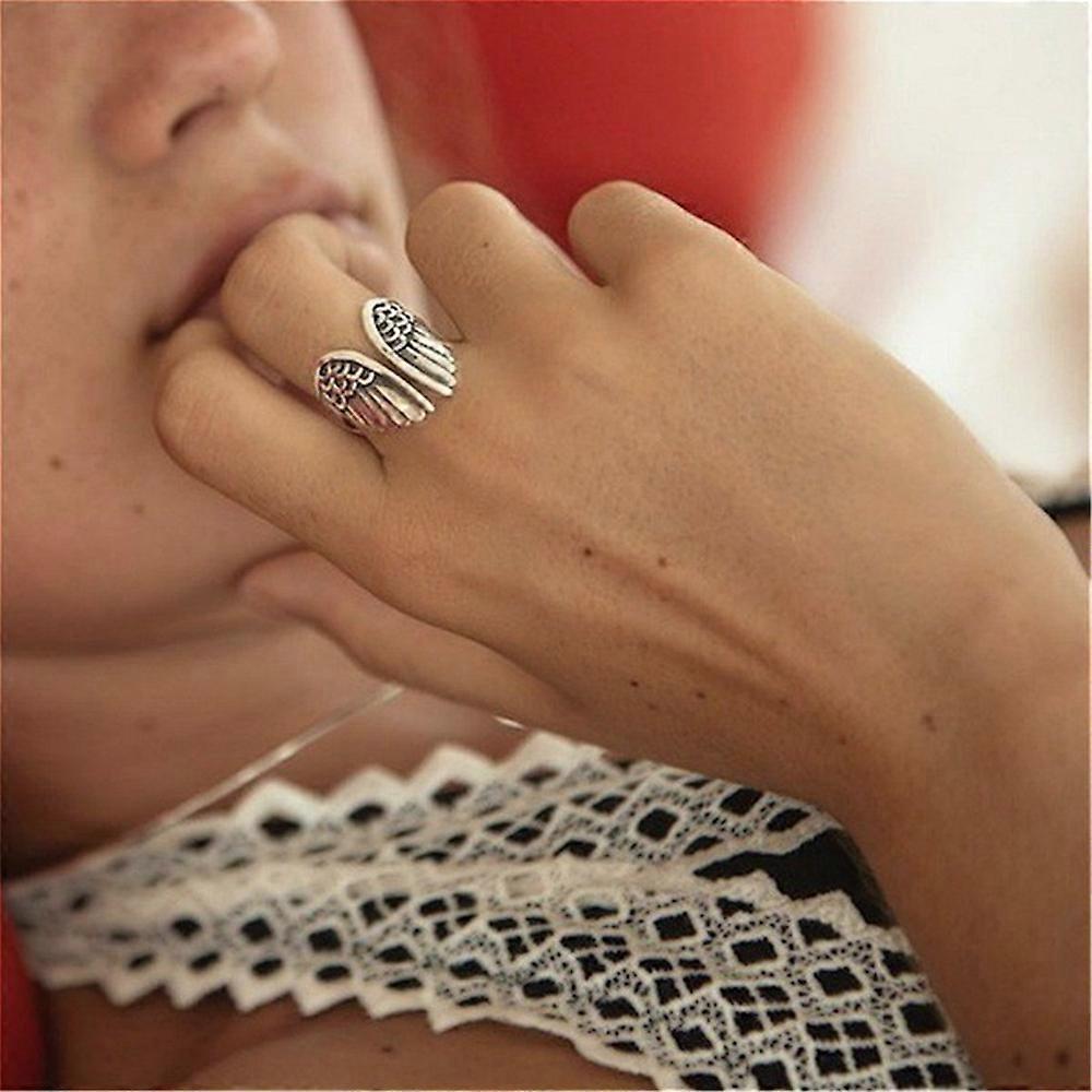 Angel Wings Ring Silver Statement Ring Boho Jewelry Angel Wing Jewelry Stackable Retro Ring Adjutable