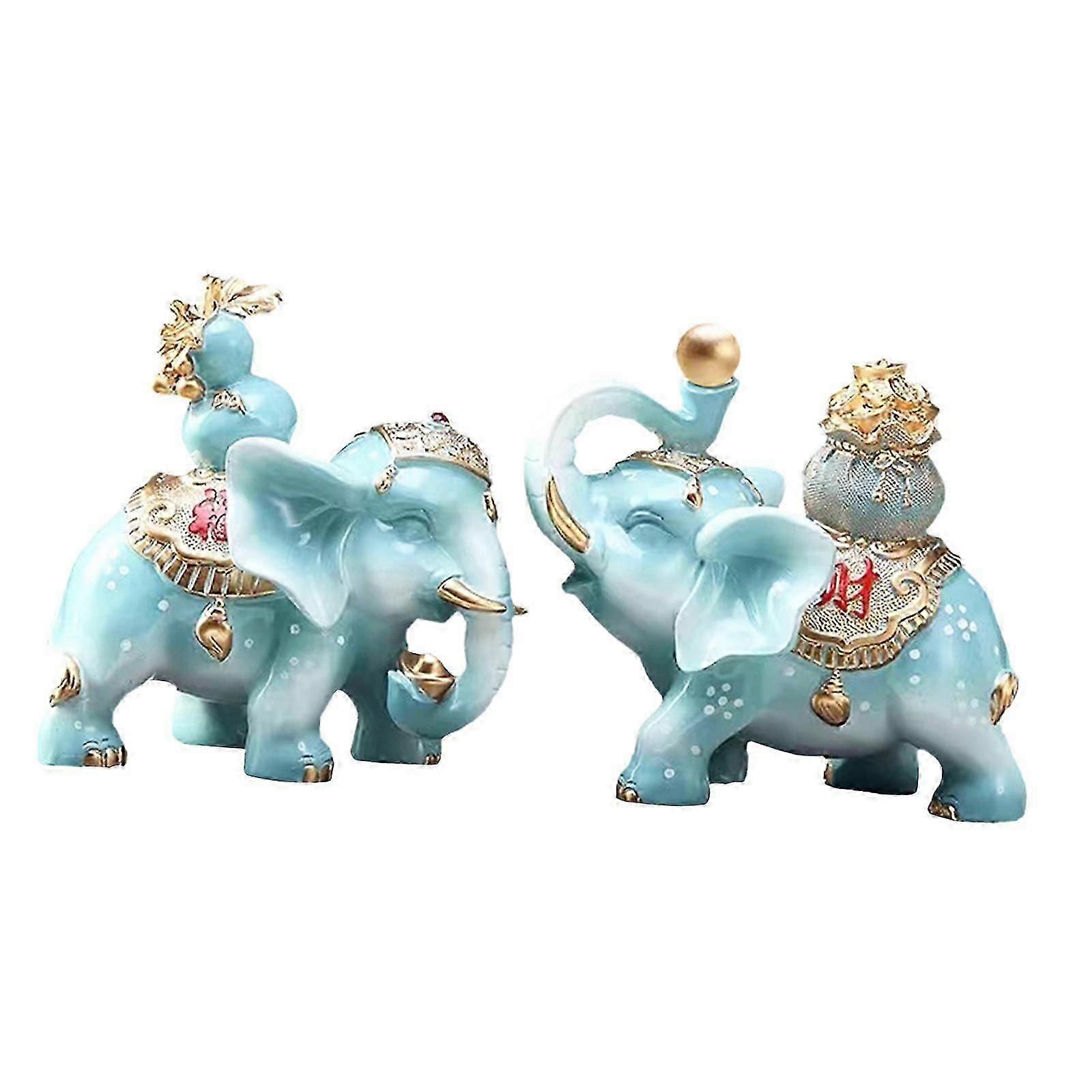 1 Pair Good Luck Elephant Statues Table Decoration Decorative Desk Collection Resin Sculpture for Office Desktop Multipurpose