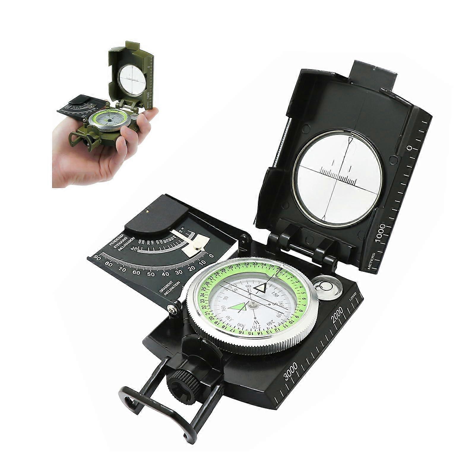 Multifunctional Aiming Navigation Luminous Compass, Camping Survival Compass Glow in The Dark
