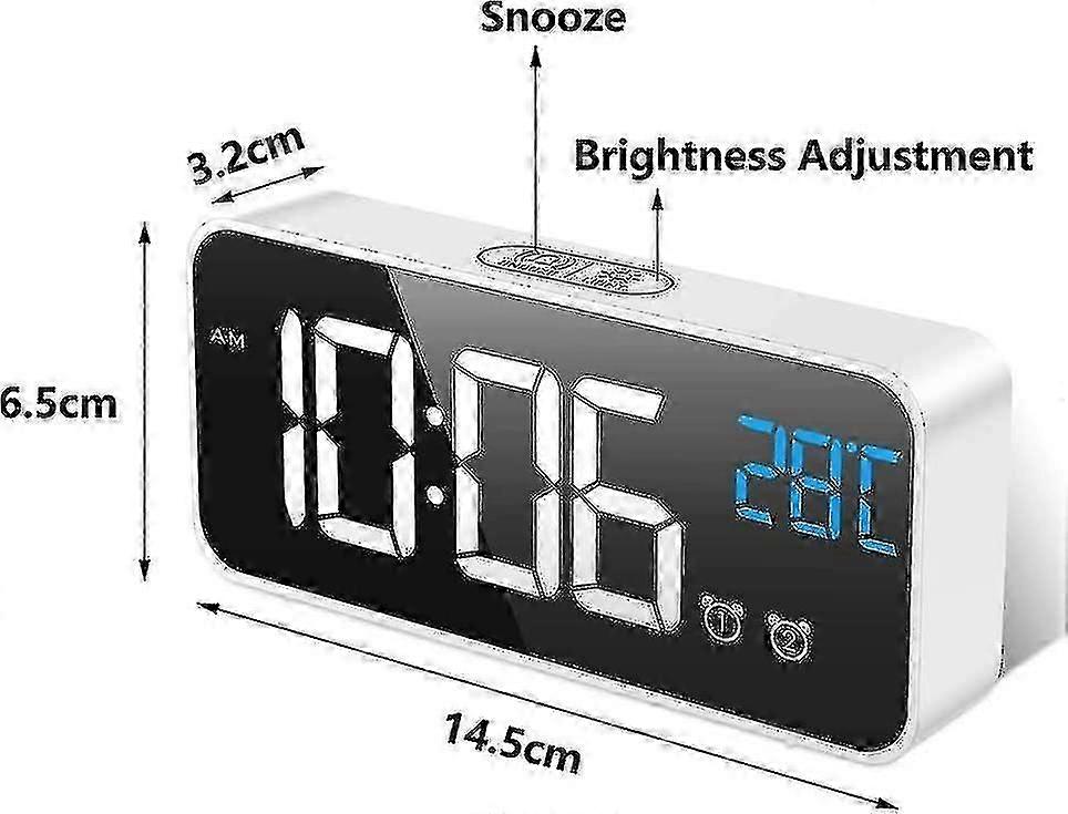Led Digital Alarm Clock, 2 Alarms, Usb Charging Port, 13 Music, Snooze Function, Acoustic Sensor And Touch Sensor, And Temperature Display, 4 Brightne