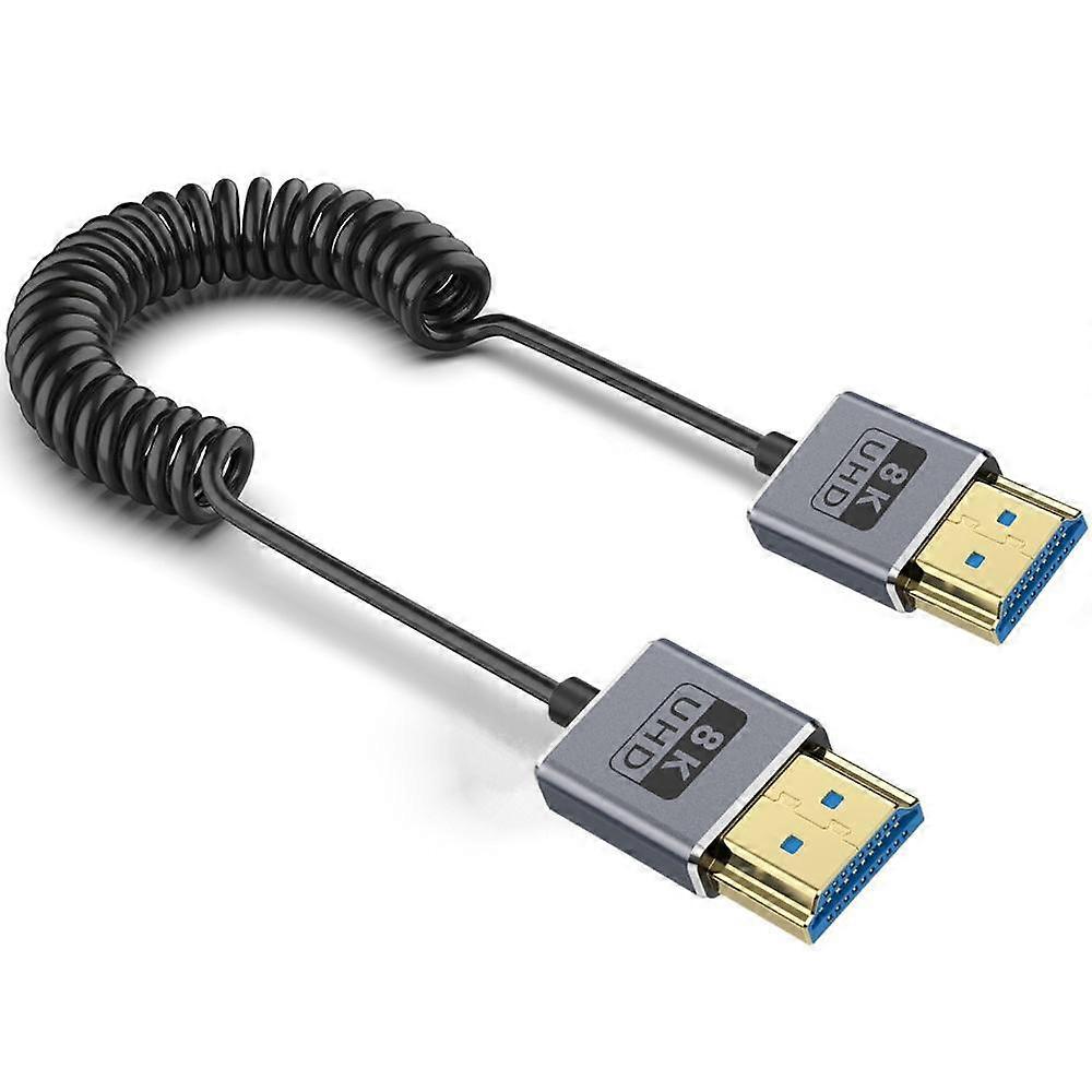 0.7m Coiled Coaxial 8K 48Gbps HDMI 2.1 Cable