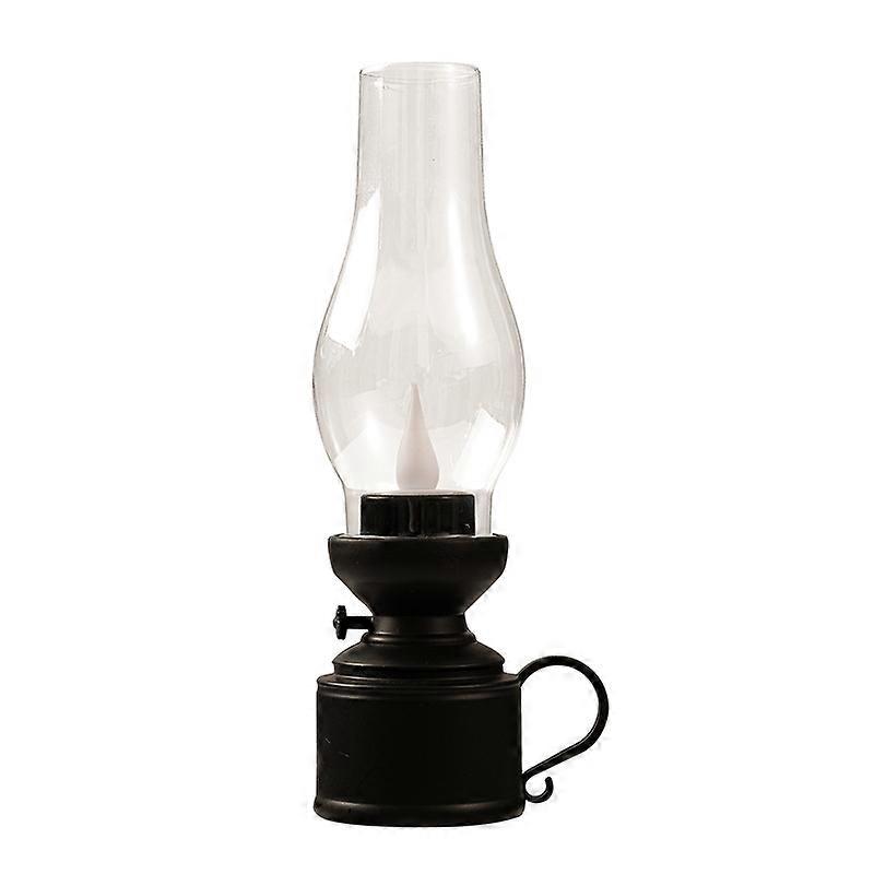 Retro Luminous Kerosene Lamp Christmas Simulation Oil Lamp Decoration, Spec: Water-drop (Black)
