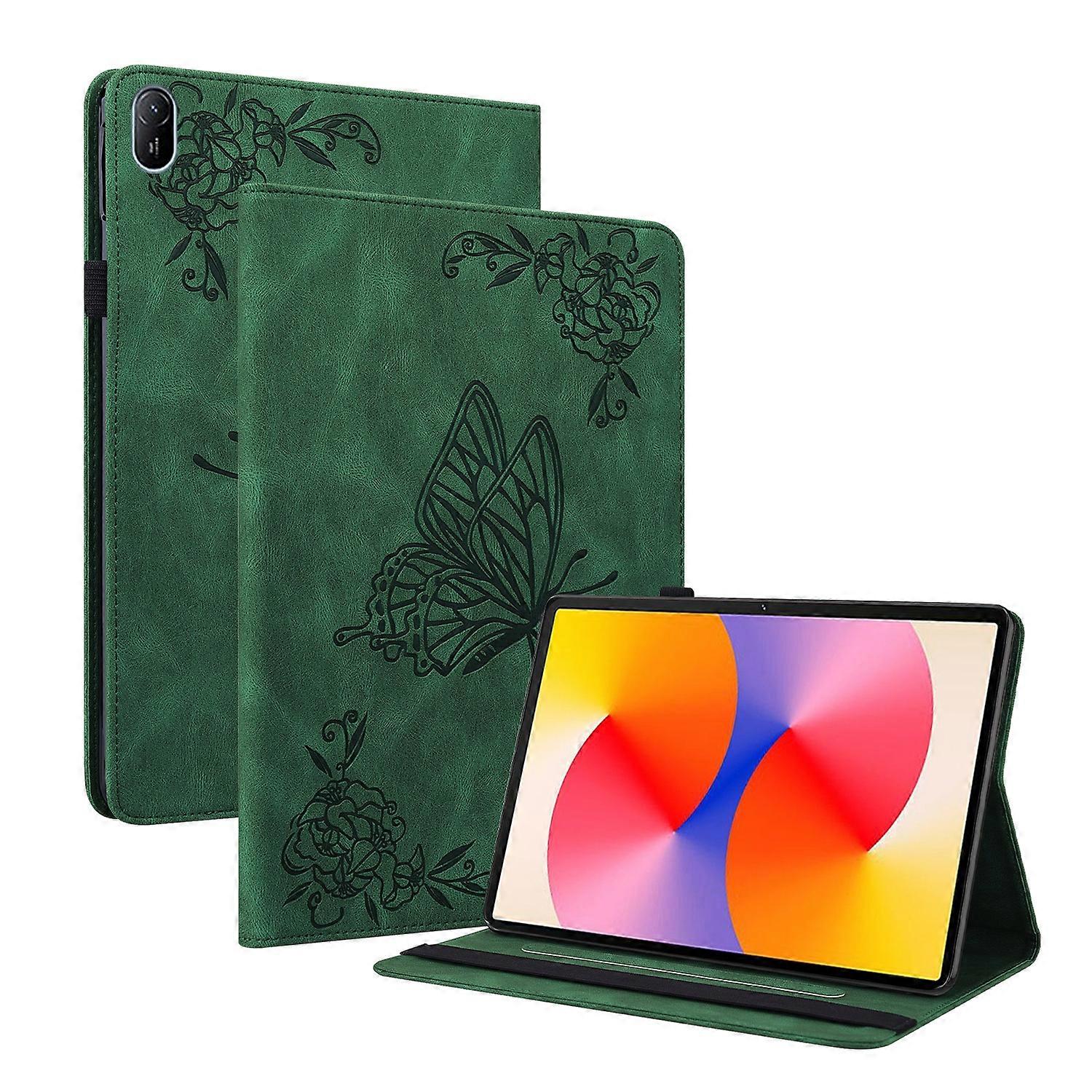 Étui pour tablette en cuir gaufré fleur papillon