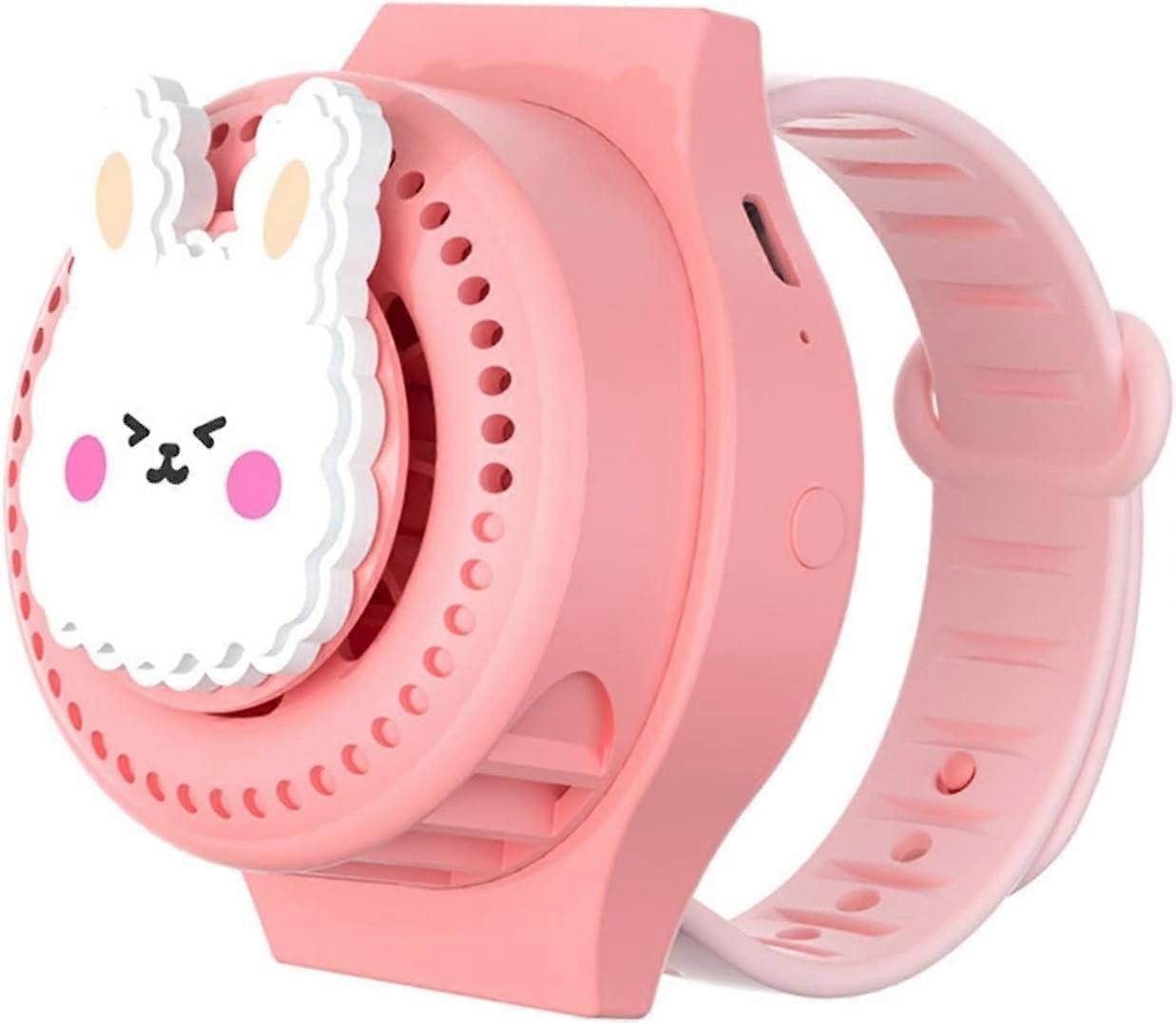 Mini Watch Fan Leafless Fan 5V Portable USB Wrist Fan for Students, Pink Color, Handheld Mute Cooling Fan, Size X