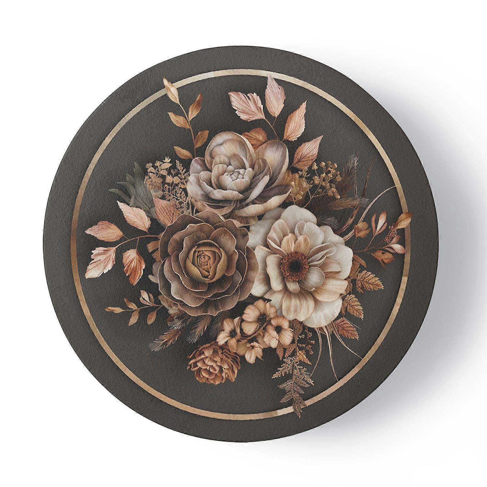 Impression sur toile, Fleurs et feuilles beiges - 80x80