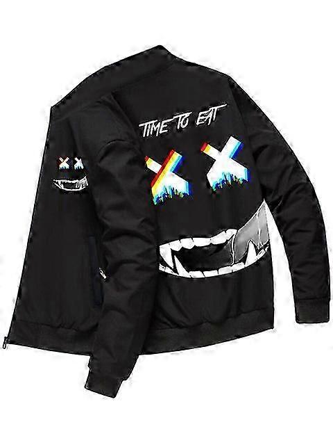 Veste zippée décontractée pour homme avec imprimé graphique « visage souriant »