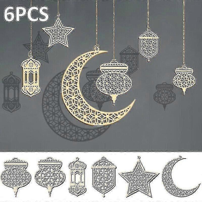 6 قطع عيد رمضان فانوس مبارك زينة مسلم الحزب الإسلامي شنقا ديكور دي