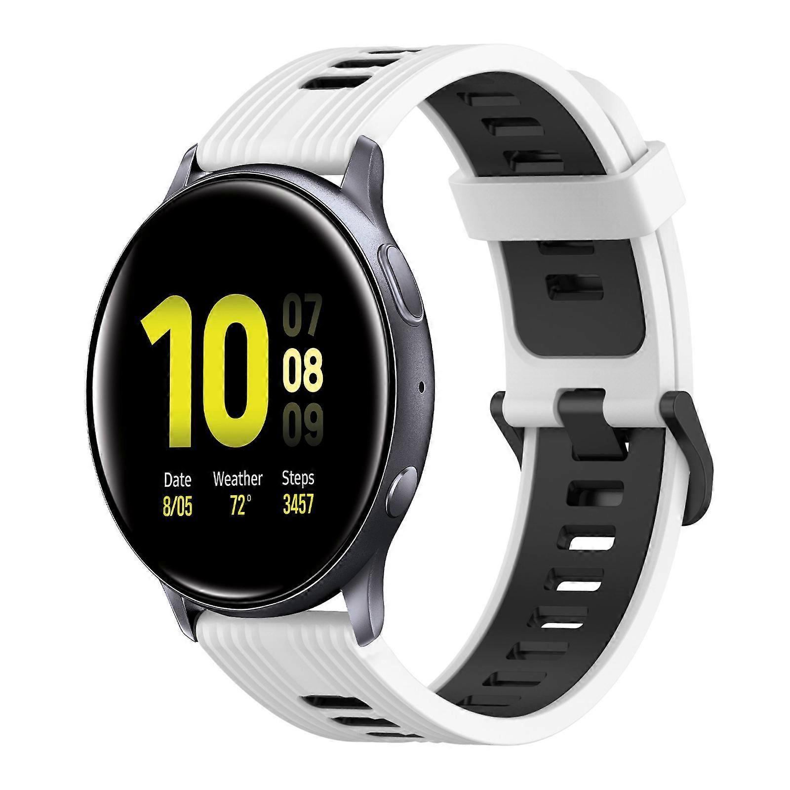 For Samsung Galaxy Watch Active 2 44mm 20mm Vertical Pattern Two-Color Silicone Watch Band