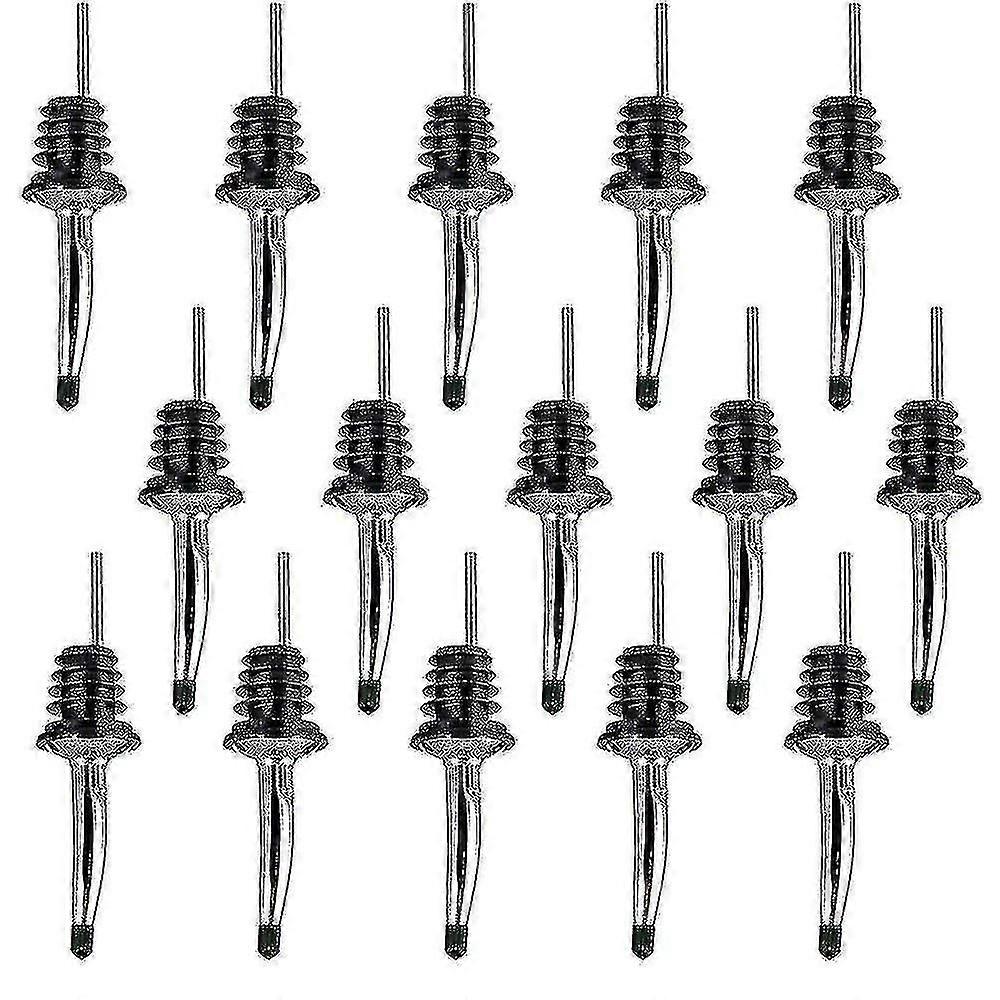 15 Pcs Less Steel Bottle Speed Pourers Tapered Spout With Rubber D Caps Compatible With Pubs