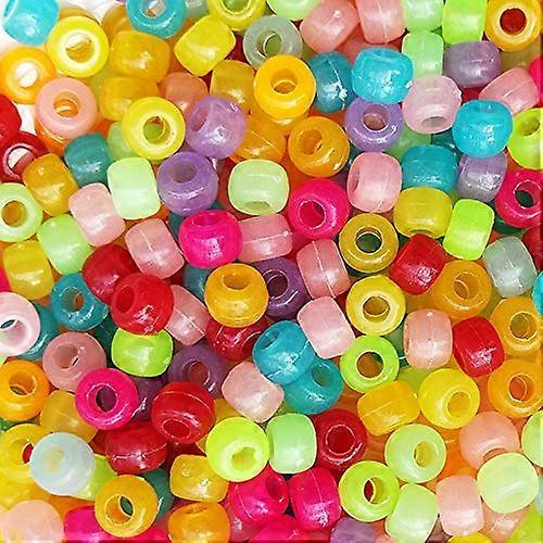 1000 Pcs Glow in the Dark Pony Beads 6x9mm Mixed Colors for DIY Friendship Bracelet Making Crafts