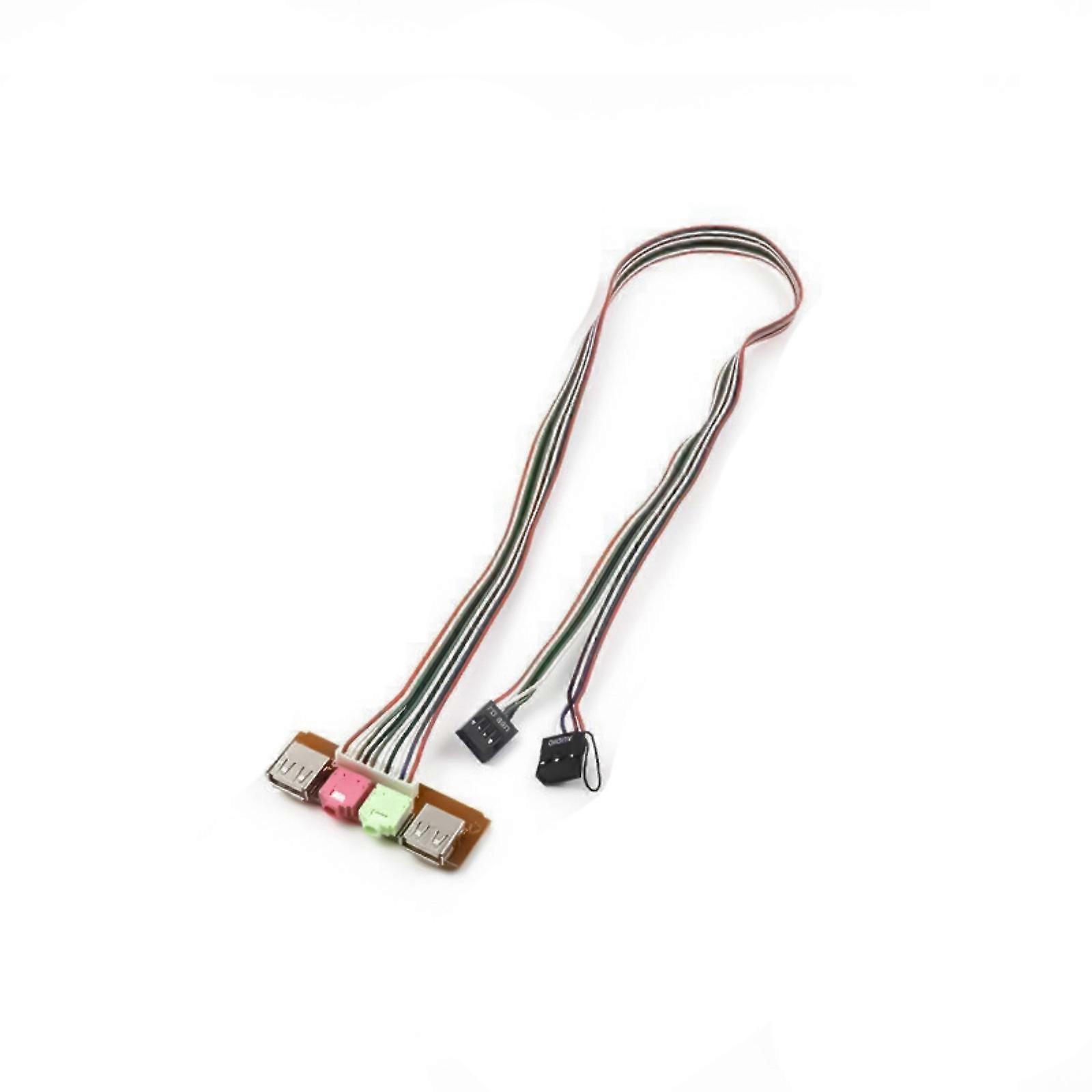 USB 3.5mm Front Panel Interfaces Port PC Computer Chassis Case Desktop Extension Cable for 3.5mm Earphone Microphones