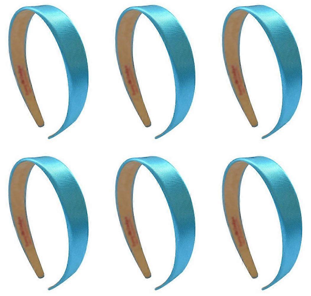 Satin Headband SET OF 6 1 Inch wide Fabric Satin Lined Arch Style Headbands (TURQUOISE) Ref: 9147