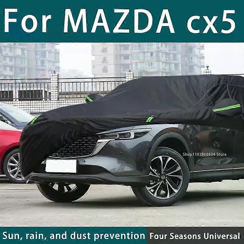 Til Mazda CX5 210T Fuld Bilovertræk Udendørs Uv Solbeskyttelse Støv Regn Sne Beskyttende Bilovertræk Auto Sort Betræk