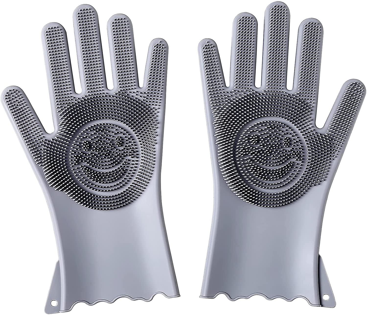 Dishwasher Gloves Kitchen Cleaning Gloves Reusable Multifunctional Silicone Gloves Gray