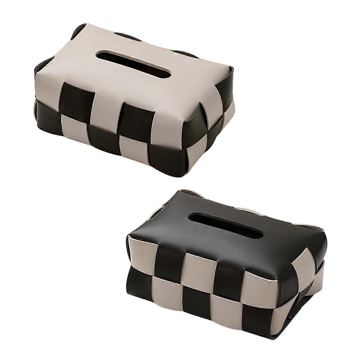 Checkerboard Woven Car Tissue Box High-Value Living Room Tissue Box