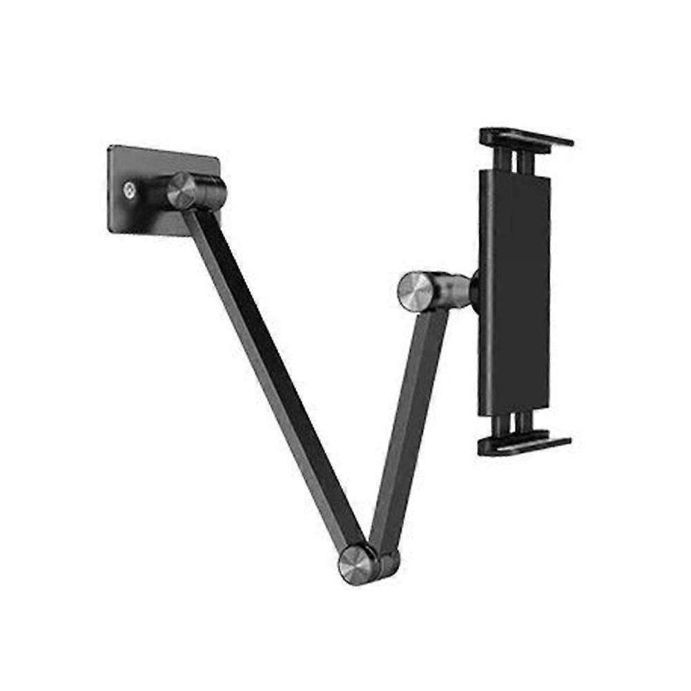 Kitchen Tablet Wall Mount Arm Foldable Adjustable 4.7-12.9 Inch Tablet Mobile Phone Holder Black