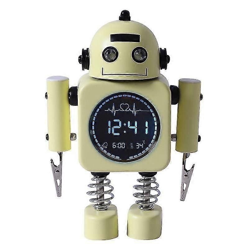 Laser Kids Retro Robot Alarm Clock Yellow - Multifunctional Educational Time Teaching Tool