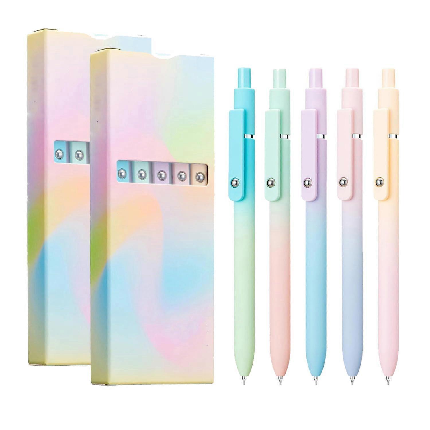 Emboadlie Gel Ink Pens, 5-Piece, 0.7mm Medium Tip Black Gel Ink Roller Ball Pens, Quick-Drying for Smooth Writing, 2-Set