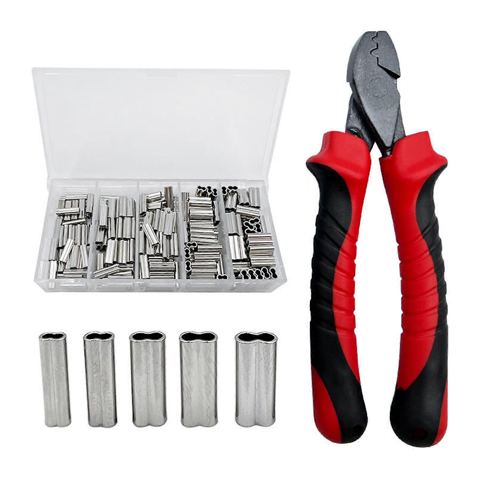 Wire Rope Crimping Tool Wire Rope Crimper Fishing Crimping Tool with 5 Size Single Barrels Ferrule Crimping Loop Sleeves