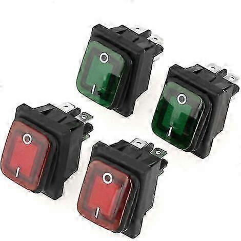 4 Pin On-Off Switch - Toggle Parts/Set Black Waterproof 2 Position Lamp Red Green