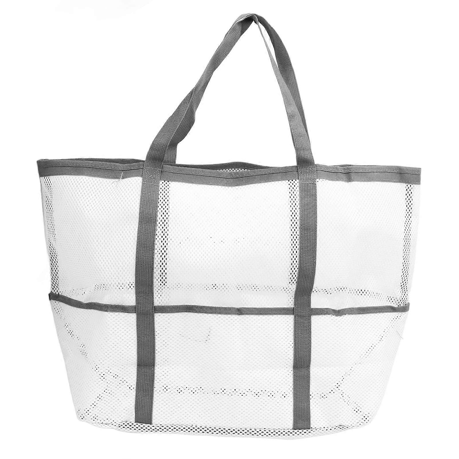 Foldable shoulder/beach bag made of nylon with large capacity, multifunctional travel handbag for camping and swimming (white)