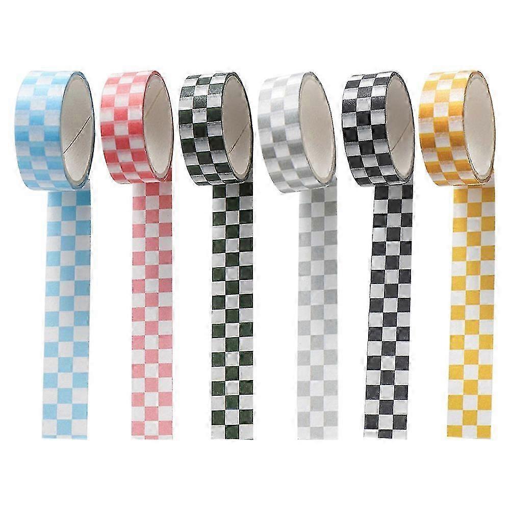 6 Rolls of Grid Washi Tape Decorative Grid Washi Tape Scrapbooking Tape DIY Tape Colored Washi Tape