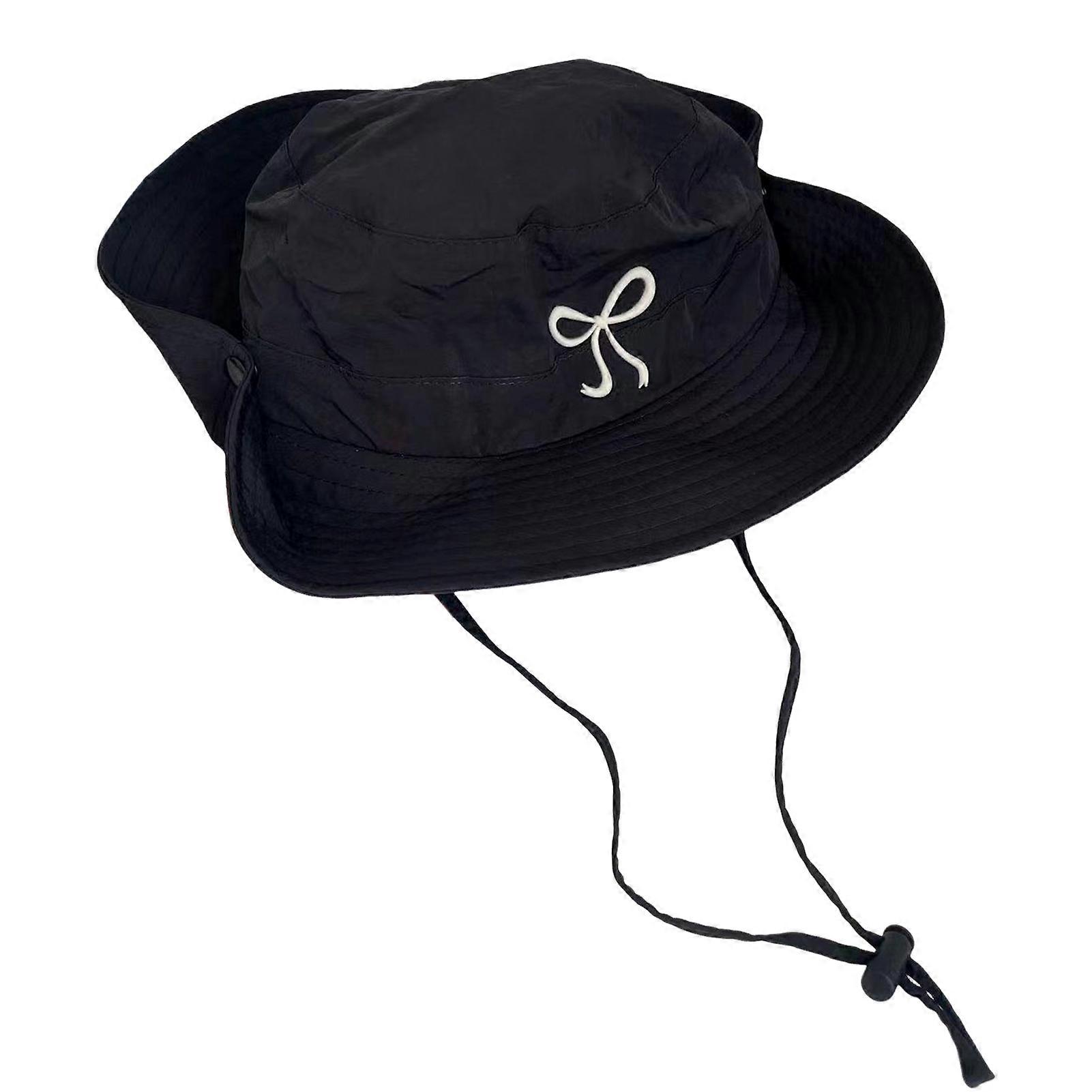 Summer Hiking Fisherman Hat Bowknot Pattern Drawstring Fisherman Hats