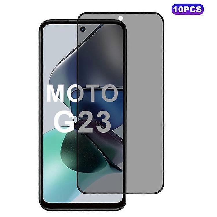 10Pcs / Pack Compatible For Motorola Moto G23 4G Anti-Peep Screen Protector Silk Printing Full Glue