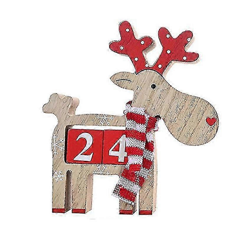 Wooden Christmas Advent Calendar Reindeer Countdown Pattern Perpetual Holiday Table Decoration