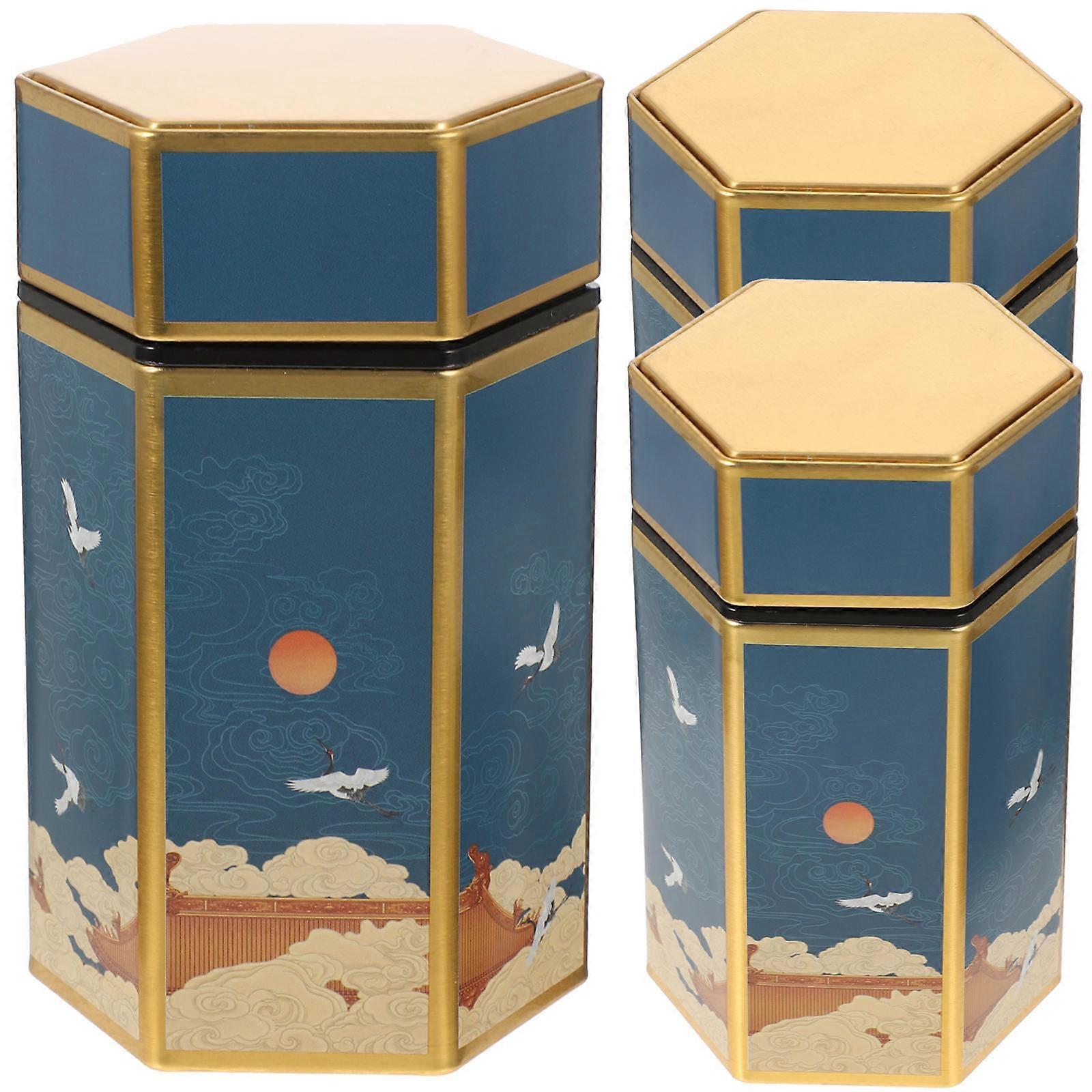 a polished product description based on your input:
**3pcs Retro Chinese Style Tea Storage Containers – Unique Airtight Tea Canisters for Tea,